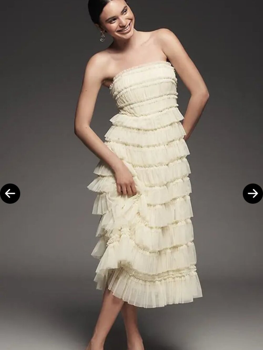 new ANTHROPOLOGIE MAC DUGGAL mesh ruffle tiered midi dress 10
